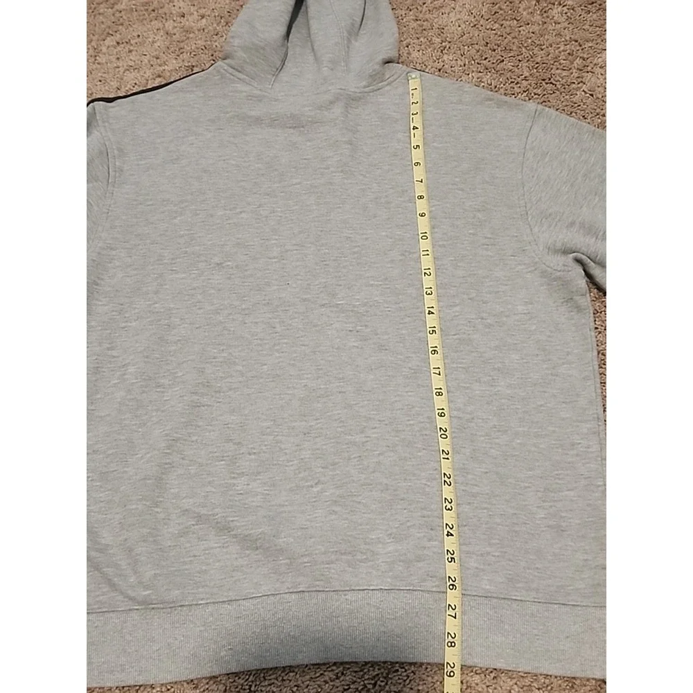 Vintage Adidas‎ Men's Large Hoodie Pullover Gray Striped Sleeves - Excellent